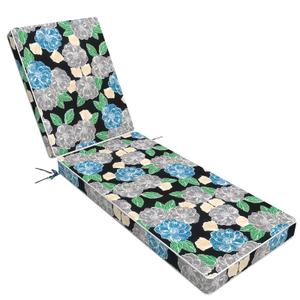 TWLEAR Outdoor Chaise Lounge Cushion 72 x 21 x 3 Inch, Fade Resistant & Waterproof Patio Lounge Chair Cushion with Adjustable Straps for Swimming Pool Patio Furniture, Peony Garden