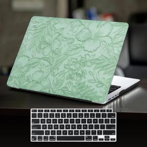DTangLsm for MacBook Pro 16 inch Case M5 2026, 2021-2025 M4 M3 M2 M1 A3428 A3429 A3403 A3186 A2991 A2780 A2485 Pro Max, Textured Retro Leather Hard Cover for MacBook Pro 16 Case+Keyboard Cover, Green