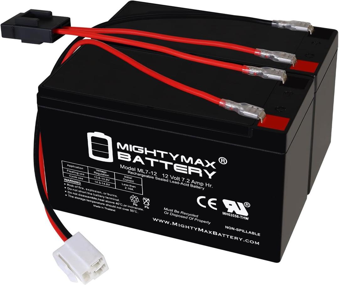 Mighty Max Battery Extended Range Drop in Replacement for 12v Razor Scooter Ride on Toy 7ah Battery kit and Harness