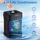 Portable Air Conditioners, 2026 Upgraded 4-IN-1 Quiet Portable AC Unit with Remote, 1100ML Tank Evaporative Air Cooler, 7 Color Light Personal Mini Air Conditioner for Bedroom,Office, Camping, Car,RV