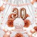EpiqueOne 41-Piece Rose Gold 30th Birthday Decorations for Women | Includes Happy Birthday Banner, Cake Topper, Tissue Pom Poms & More | Easy to Set Up | Also Ideal for Bridal and Baby Showers & More