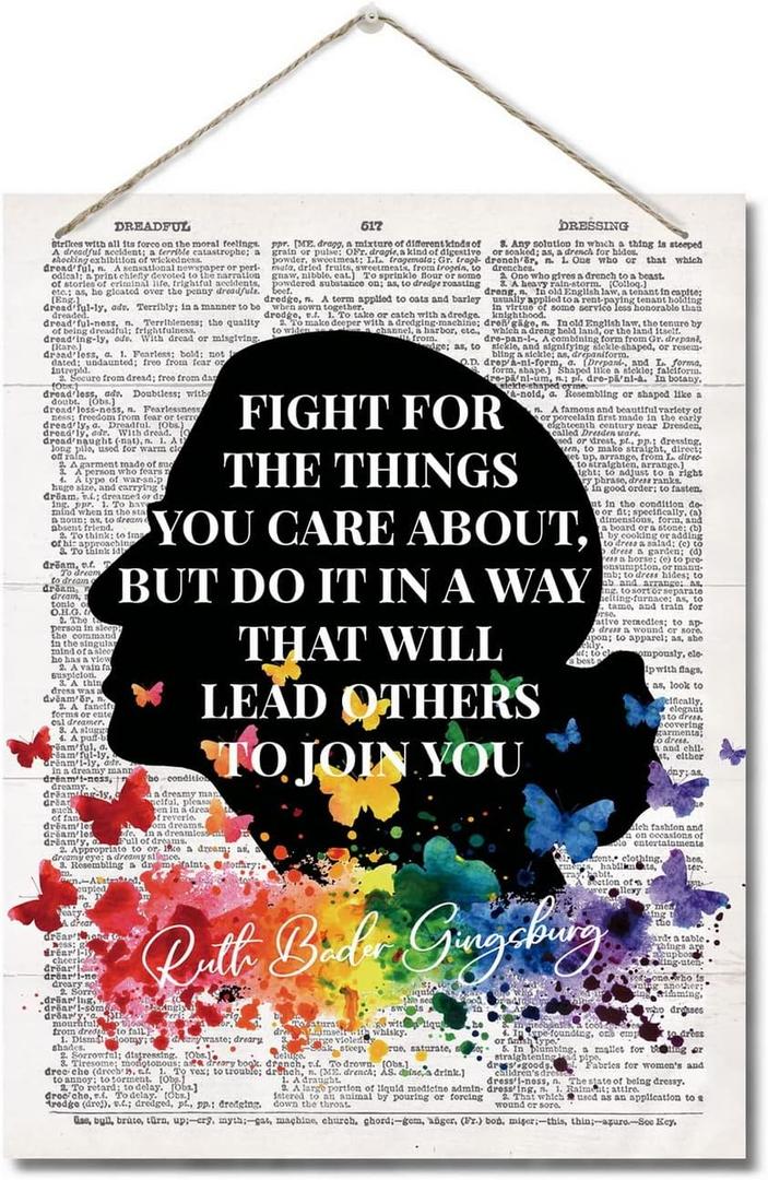 RBG Inspirational Quote Decor Sign, Ruth Bader Ginsburg Motivational Home Decor, Hanging Printed Wall Plaque Wood Signs, Women's Rights Sign, Gift for Lawyer, Attorney, Judge, Woman, Girl 10X7.8inch