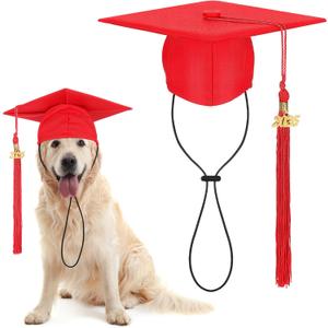 Pet Graduation Cap Small Dog Graduation Hats with 2025 Tassel Pet Graduation Costume for Dogs Cats Photo Prop Holiday Costume Accessory(Red)