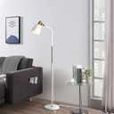 LALISU Floor Lamp, Industrial Floor Lamps for Living Rooms Rustic Farmhouse Reading Standing Floor Lamp Adjustable Metal Heads Indoor Task Lighting for Living Room Bedroom Office Home Décor (White)