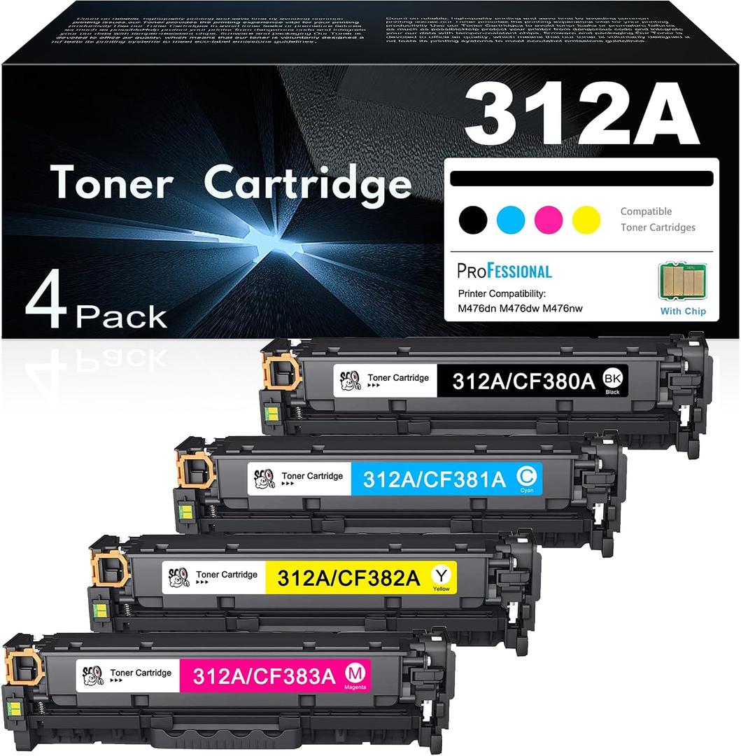 312A Toner Cartridges 4 Pack Set Replacement for HP 312A Toner 312X