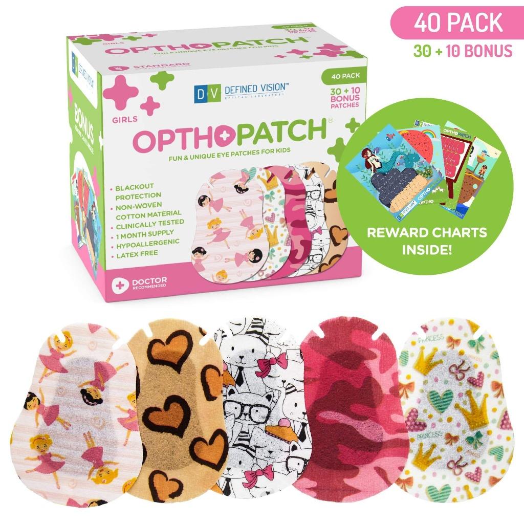 CHILDREN'S EXTRA SENSITIVE ADHESIVE EYE PATCH FOR GIRLS + REWARD CHARTS INCLUDED