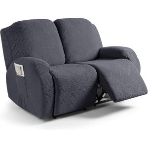 Ruaozz Recliner Sofa Covers Recliner Chair Covers Couch Covers for Reclining Couches with Pockets Washable Furniture Protector with Elastic Bottom (2 Seater, Dark Gray)