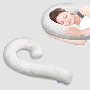 SCHNAUZER HOME Body Pillow Cover Fabric, Long Pillow Case Breathable & Skin-Friendly, Swan Shaped - Grey, 1Pack (49x26 inch)