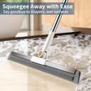 Floor Squeegee for Concrete Floor, Squeegee for Floor with 180 Rotating Head & 63" Long Handle, Garage Squeegee Broom for Epoxy Floor, Pet Hair, Water Removal, Bathroom Tile, Shower Glass, Carpet
