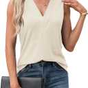 Agnes Urban Womens V Neck Tank Tops Dressy Summer Sleeveless Shirts Casual Loose Tunic Tops Blouses T Shirts (S)