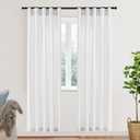 XTMYI Doorway Curtains Privacy Room Divider for Room Seperation,Sheer Faux Linen Accordion Sliding Closet Door Panels for Doors,80 Inches Long,Pure White