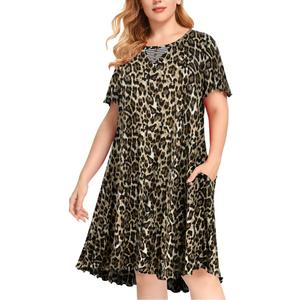 MONNURO Plus Size Nightgown for Women Ruffle Seams Sleeping Shirt Dress with Pockets Sleepwear House Dress Loungewear (XL)
