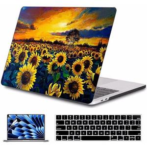 AMCJJ for MacBook Air 13 inch Case M5 2026 M4 2025 M3 2024 M2 2022 Release Model A3449 A3240 A3113 A2681,Plastic Hard Shell Cover for MacBook Air 13.6 with Touch ID,Sunflower