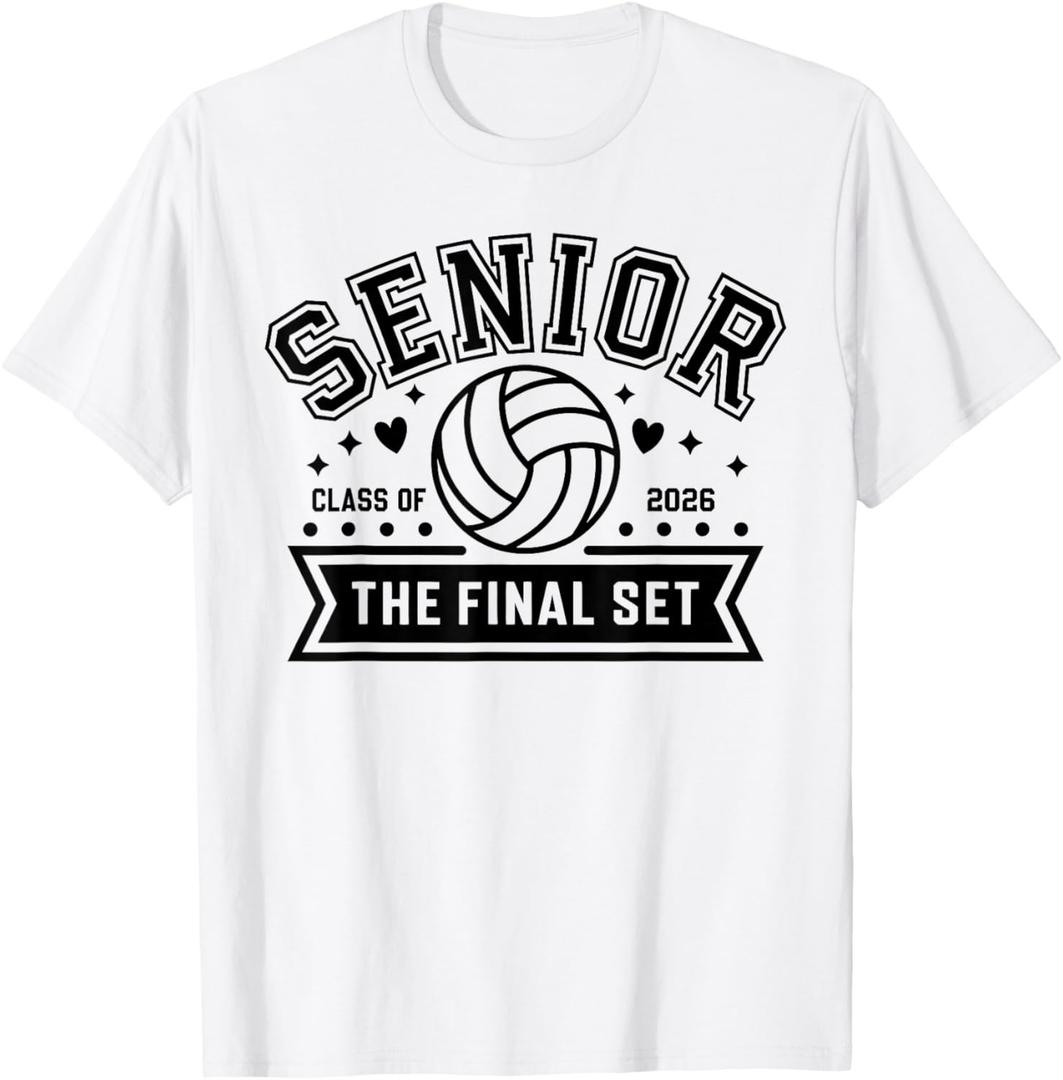 Senior Volleyball Class of 2026 Crew Volleyball Senior Night T-Shirt, XL, White