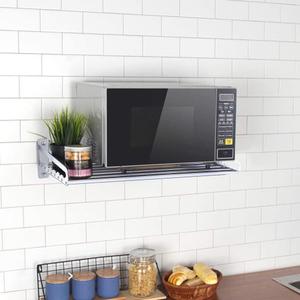 MaxxCloud Electric Oven Holders, Microwave Oven Rack Kitchen Shelf, Black Storage Racks Wall Shelf, Kitchen Organizer Aeronautical Aluminum, Weight Bearing 80 lb (23.6'' x 15.5'', Silver)