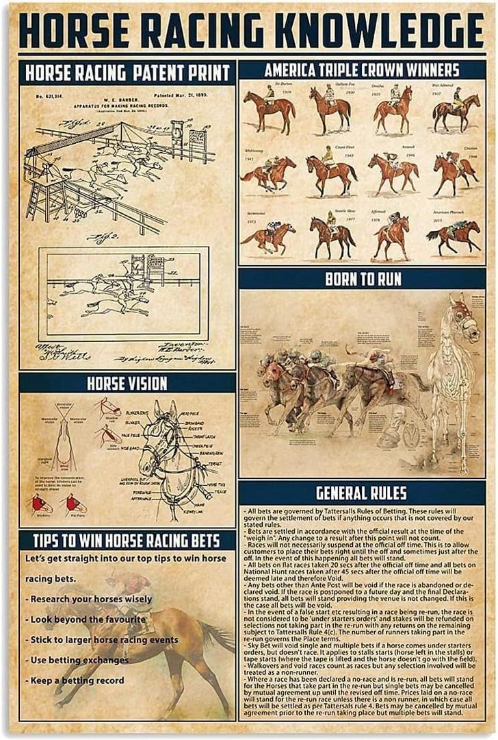 Horse Knowledge Metal Tin Sign Horse Racing Funny Poster Club Man Cave Bar Kitchen Living Room Bathroom Home Art Wall Decor