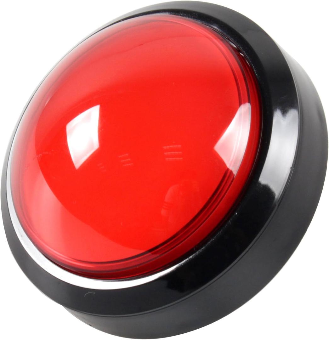 Arcade Buttons EG STARTS 100mm Big Dome Convex Type LED Lit Illuminated Push Button for Arcade Machine Video Games Parts & Red DC 12V