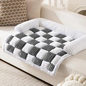Npetrsnug Dog Couch Bed, Thick Flannel Dog Couch Cover Protector, Washable Pet Couch Covers for Sofa, Non-Slip Couch Covers for Dogs, Pet Bed Mat for Couch (Grey, M-33.45 x 30.71 inch)