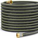 Lightweight Rubber Garden Hose 100 ft, 5/8" Hybrid Rubber Hose with Solid Brass Fitting, Water Hose Pipe for Outdoor, Cleaning & Washing