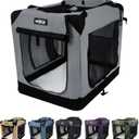 EliteField 3-Door Folding Soft Dog Crate with Carrying Bag and Fleece Bed, Indoor & Outdoor Pet Home (36" L x 24" W x 28" H, Light Gray)