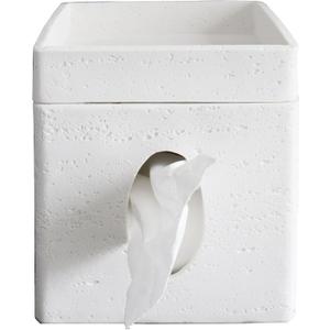 Hymmah Tray Tissue Box Cover Holder Unique Cube Design Tissue Dispenser Cover Decor for Vanity Counter Tops Also Great for Bedroom and Living Room White