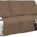 PureFit Water Resistant Reversible Sofa Covers for Reclining Sofa 3 Seat - Non Slip Split Recliner Couch Cover for 3 Cushion Couch, Washable Furniture Protector for Kids, Dogs (3 Seat, Camel/Ivory)