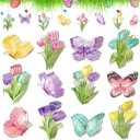 36 Pcs Spring Tree Ornaments: Spring Wooden Flowers Decorations Tulip Butterfly Hanging Decor for Small Tree Home Party