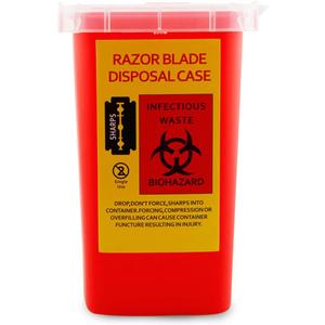 TEONEI Razor Blades Dispenser Case,Small Portable Sharps Container,Razor Blades Disposal Case,Disposable Razor Cutter Container,Barber Shop Storage Container (Red)