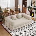 59.0 Inch Convertible Sofa Bed, 4-in-1Futon Sofas Bed Pull Out Sleeper Couch, Modern Deep Seat Sofa for Living Room, Corduroy Boneless Couches for Bedroom, Apartment, No Assembly Beige, 2 Seat