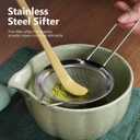 Matcha Whisk Set, 7 Pcs Japanese Matcha Kit Includes Matcha Bowl with Spout, Bamboo Whisk, Chasen Holder, Stainless Sifter, Scoop and Rest, Tea Towel, Matcha Tea Set Gift for Family/Friend (Mottled Green)