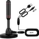 TV Antenna Smart TV Indoor, Long Range Reception for Local Channels with Strong Magnetic Base, Digital Indoor HD Antennas Support 4K 1080p,Easy Installation,16.5ft Length Cable,2 Amplifier Signal