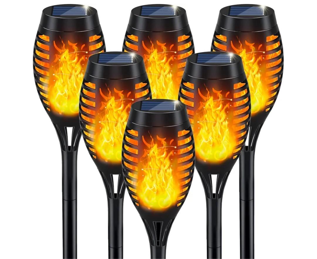 IkeeRuic Solar Lights Outdoor, Solar Torch Light with Flickering Flame for Outdoor Decor, Solar Garden Lights, Waterproof Outdoor Lighting, Flame Torches for Outside Patio Pathway Yard Decorations
