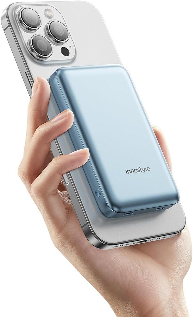 Magnetic iPhone Charger, Magnetic Wireless Power Bank 10000mAh with USB-C PD Fast Charging, Wireless Portable Charger for iPhone 15/14/13/12 Pro Max Plus Mini (Blue)