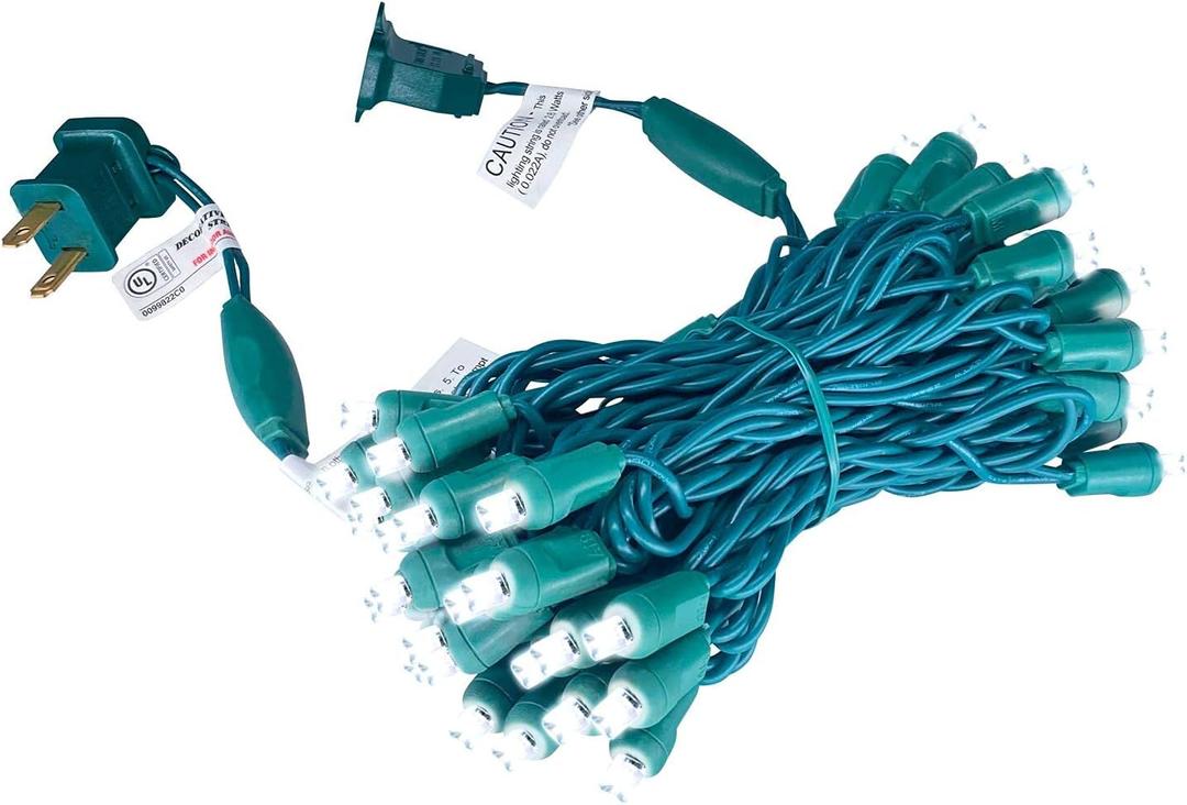 Christmas Lights LED Commercial Mini LED String Lights, 120V UL, Green Wire Xmas Lights for Indoor & Outdoor Use, Holiday Party Decorations, Trees, Light Displays (Cool White, 17FT)