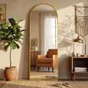 59"×19" Arched Full Length Floor Mirror, Standing Mirror with Aluminum Frame, Large Body Mirror of Free Standing/Wall Mount/Leaning for Bedroom, Living Room, Dressing Room, Gold