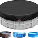 LXKCKJ 14 Ft Round Pool Cover, Solar Pool Covers for Above Ground Pools, Stock Tank Pool Cover Protector with Cover Accessories, Round Hot Tub Cover Ideal for Waterproof and Dustproof (Black)