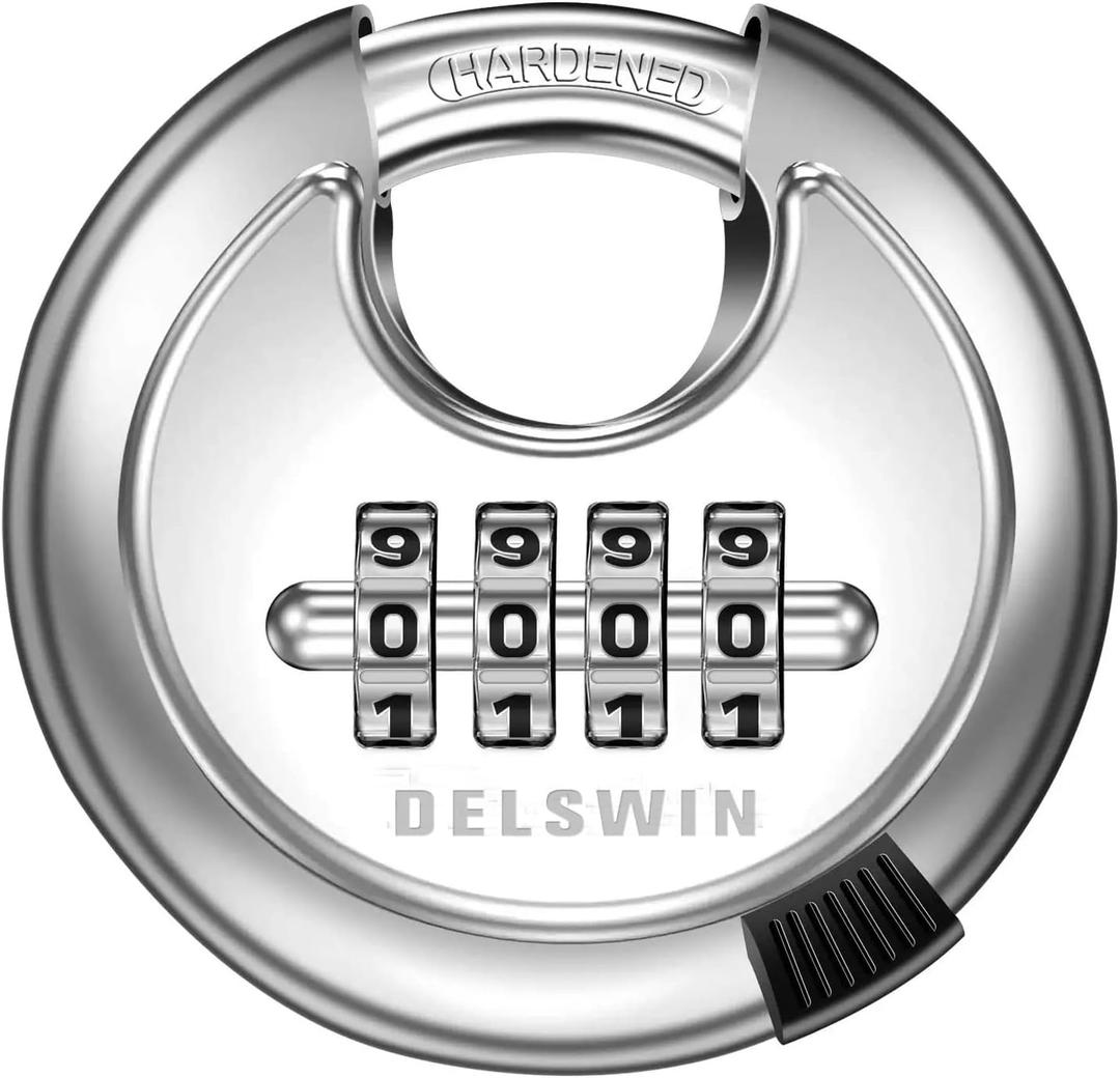 DELSWIN 4 Digit Combination Lock with Hardened Steel Shackle Combo Padlock for Sheds,Gym Locker,Storage Unit,Gate and Fence (1 Pcs)