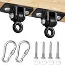 BETOOLL 2400 lb Capacity Heavy Duty Swing Hangers for Wooden Sets Playground Porch Indoor Outdoor & Hanging Snap Hooks Black of 2