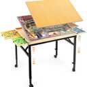 Puzzle Table with Drawers, No Assembly Required Adjustable Height & Tilting Solid Wood Puzzle Board with Wheels, Folding Ergonomic Puzzle Table with Cover for Adults, Extra Large