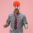 Taiyin 2 Pcs Halloween Costume Include Red Wig Headband Hairy Wig Cap Red Striped Ties Movie Characters Halloween Dress up Costume Cosplay Supplies