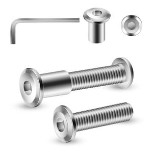 1/4-20 x 1 Inch 20Pcs Flat Head Hex Socket Cap Screws Bolts Barrel Nuts Kit, 304 Stainless Steel 18-8, Full Thread by SG TZH (with Hex Spanner) (Silver)