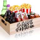Movie Night Supplies Snack Trays with Handles Reusable Wooden Movie Gift Basket for Theater Popcorn Bucket Bowl Box Container Family Room Christmas Decor(Game Night)