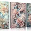 3pcs Butterfly And Floral Canvas Wall Art 16L" x 12W"-Canvas Butterfly Flowers