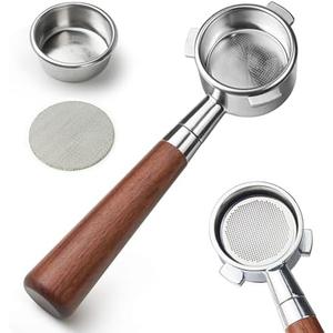 51 mm Bottomless Portafilter with Puck Screen, 3 Ears Espresso Portafilter Compatible with Delonghi Dedica EC680, EC685,SMEG & EUPA Coffee Machines,Stainless Steel Portafilter and Rosewood Handle