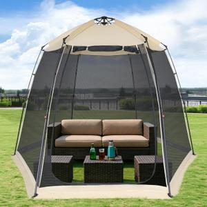 Alvantor Screen House Gazebo, 4-6 Person Pop Up Screen Tent, Instant Screen Room with Carry Bag, Outdoor Mosquito Tent Camping, Sun Shade Shelter for Patio, Garden, Backyard, Deck 10 x 10 x 7 FT