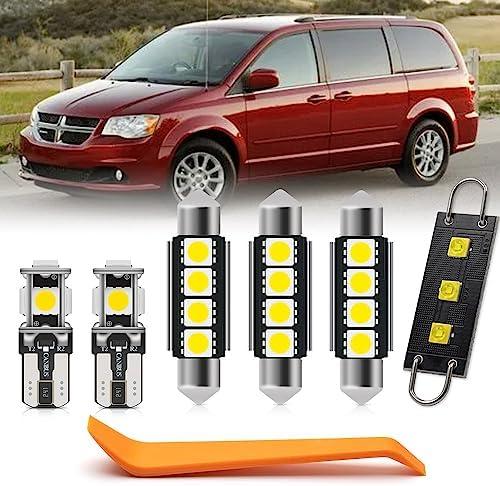 nsautolighting 10pcs Interior LED Lights Bulb Kit for Dodge Grand Caravan 2008 2009 2010 2011 2012 2013 2014 2015 2016 2017 2018 2019 Map Dome Door Trunk Lights Interior Bulbs Package + Install Tool