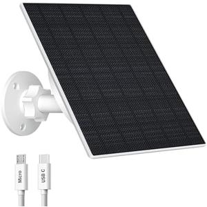 Zivif 10W Solar Panel for Security Camera, 10400mAh Built-in Battery, 5V Outdoor Solar Charger with USB-C & Micro-USB Port, IP66 Waterproof, 360° Adjustable Mount