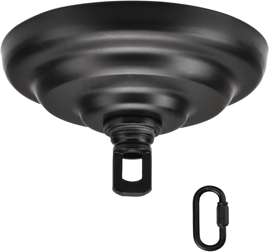 KC&KST Vintage Steel Canopy Kit with Hardware for Chandelier or Swag Light Fixtures,Heavy Duty,5 in Diameter,Includes Loop, Cross Bar and Mounting Screws Black