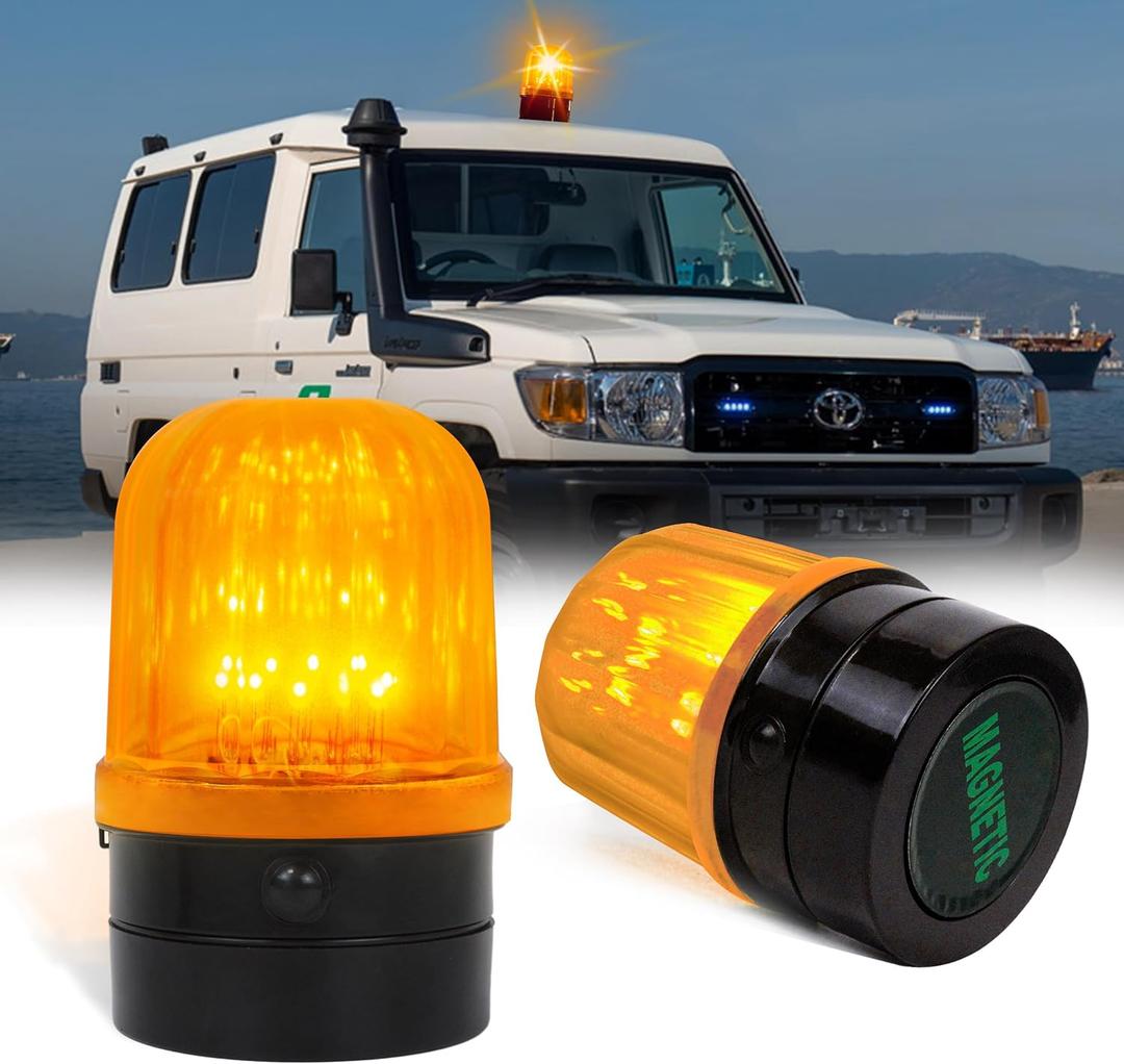 6" Flashing Light, Amber LED Strobe Beacon Light with Magnetic Base for Vehicle Forklift Truck Tractor Golf Carts UTV Car Bus and Club Party Show Bar(Amber,1 Pack)