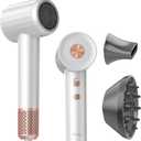 Fentgo High Speed Ionic Hair Dryer with Diffuser, Professonal Blow Dryer 110,000 RPM Brushless Motor for Fast Drying, 1500W 4Temps /2Speeds, Thermo-Control Hairdryer for Women Home Travel (White)